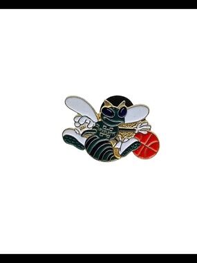 Vintage Hornets Basketball Enamel Pin - Green, Black, White, Red
